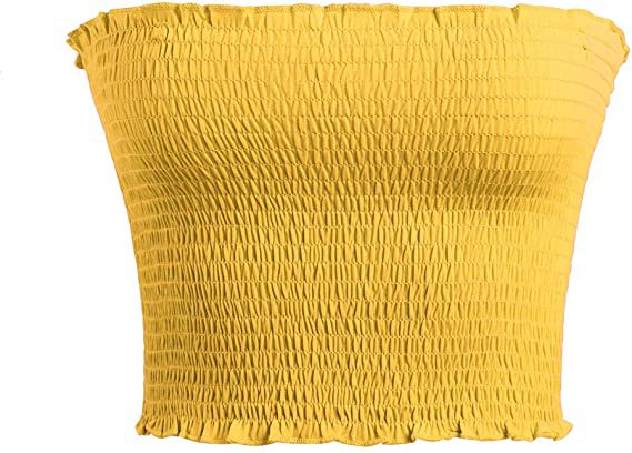 STIDY Women's Strapless Pleated Sexy Tube Crop Tops (S/M,Yellow): Amazon.ca: Clothing & Accessories