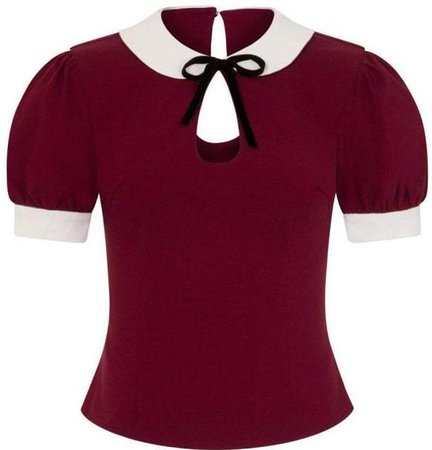 Collectif 40s 50s Wine Red Khloe Blouse Top