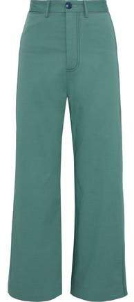 Stella Cropped Cotton-blend Twill Wide-leg Pants