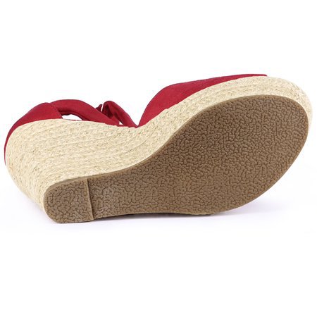 Women's Espadrilles Tie Up Ankle Strap Wedges Sandals Red US 8.5 | Walmart Canada