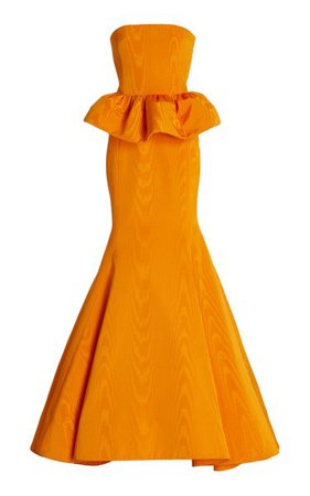 Cotton-Blend Moire Strapless Gown By Oscar De La Renta | Moda Operandi