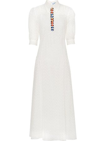 Shop white Prada flower-embellished shirt dress with Express Delivery - Farfetch