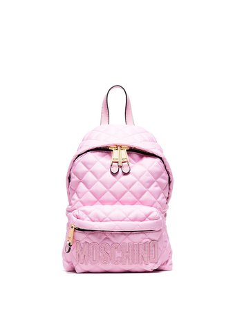 Moschino Diamond Quilted Logo Backpack - Farfetch