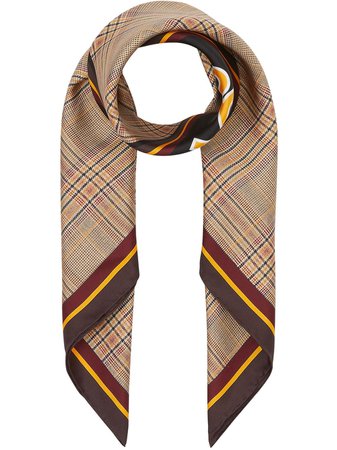 Shop brown & yellow Burberry Vintage Check silk scarf with Express Delivery - Farfetch