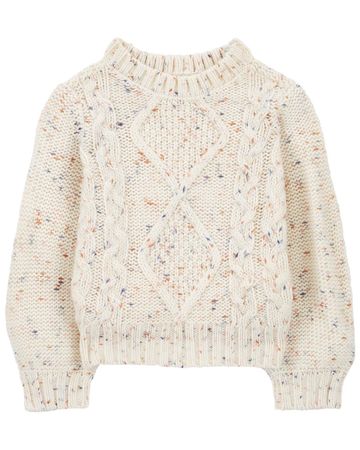 Cream Toddler Cable Knit Confetti Pullover Sweater | carters.com