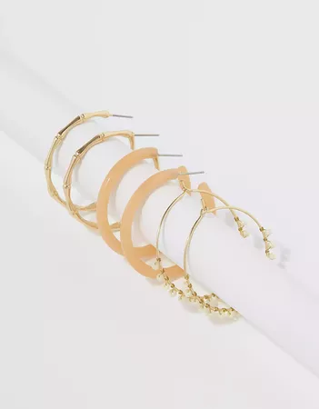 AEO Dainty Hoop Earrings 3-Pack gold