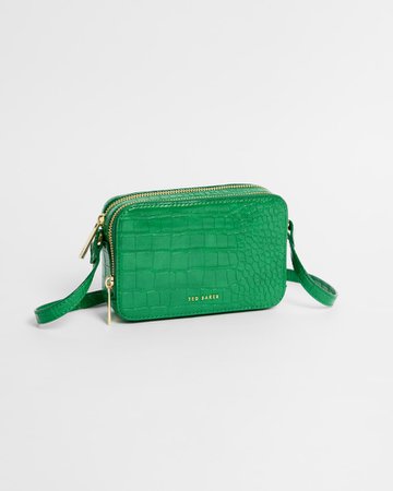 Croc effect camera bag - Mid Green | Bags | Ted Baker