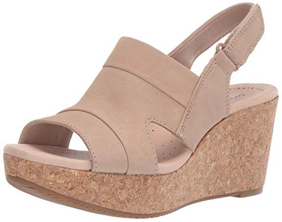 Amazon.com | Clarks Women's Annadel Ivory Wedge Sandal, Sand Nubuck, 060 W US | Shoes