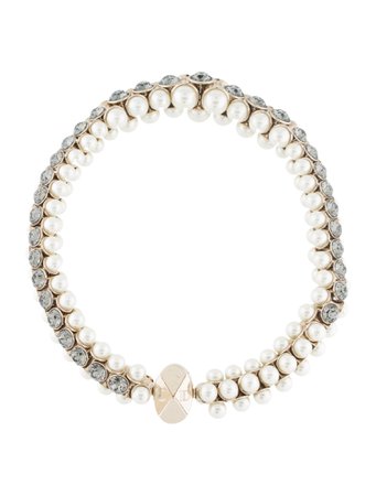 CHRISTIAN DIOR, Faux Pearl & Crystal Collar Necklace