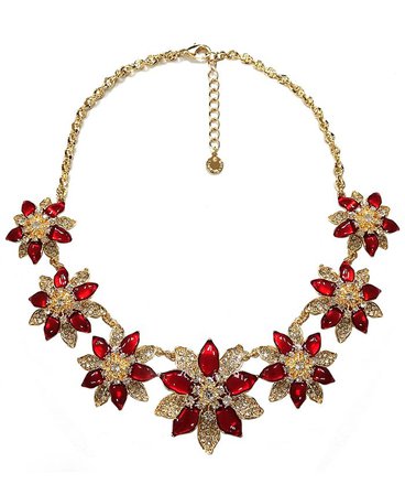 Macy's Charter Club Gold-Tone Crystal Poinsettia Statement Necklace