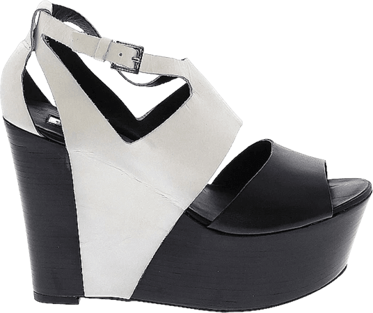 black and White Wedge sandal