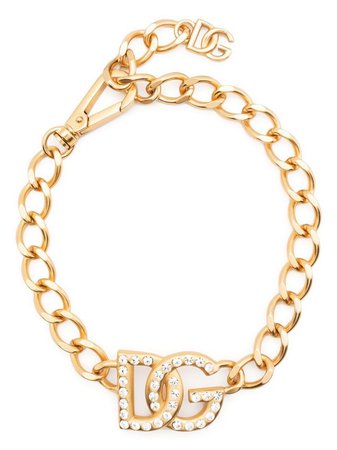 Dolce & Gabbana Crystal Logo Chain Necklace - Farfetch