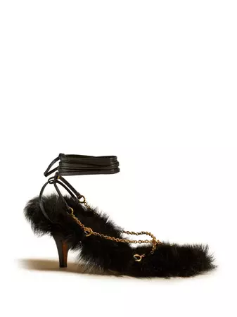 KHAITE The Marion shearling-lined 75mm Sandals - Farfetch
