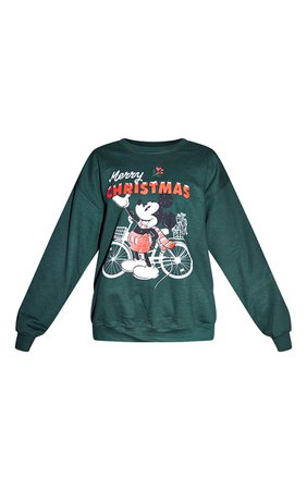 Dark Green Disney Merry Christmas Sweatshirt | PrettyLittleThing USA