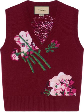 Gucci floral-intarsia jumper vest - FARFETCH