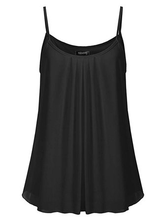SSOULM Women's Sleeveless Pleated Chiffon Layered Cami Tank Top Blouse with  Plus Size at  Women's Clothing store