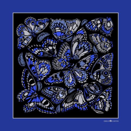 The Tropical Butterfly Pocket Square - Royal Blue | Emily Carter | Wolf & Badger