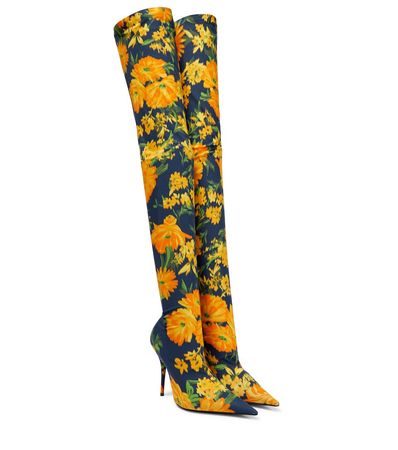 Balenciaga - Knife floral over-the-knee sock boots | Mytheresa