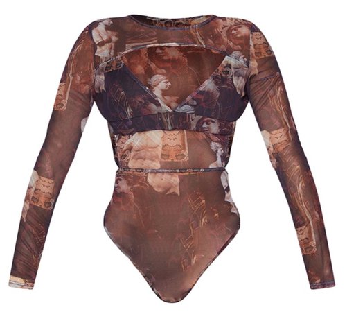 brown mesh bodysuit