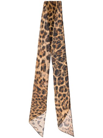 Saint Laurent Leopard-Print Silk-Chiffon Scarf Ss20 | Farfetch.com