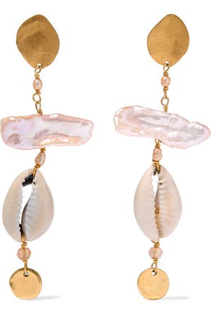 Chan Luu | Gold-plated, pearl, shell and citrine earrings | NET-A-PORTER.COM