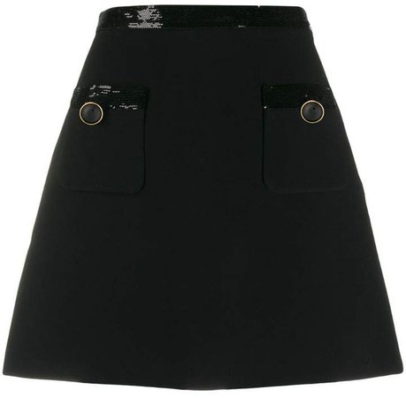 sequin trim A-line skirt