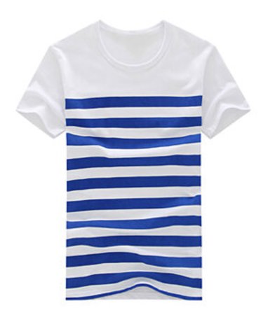 Men’s Horizontally Striped Blue White Shirt