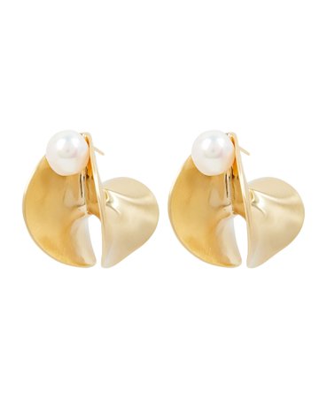Cult Gaia Shira Folded Leaf Pearl Earrings | INTERMIX®