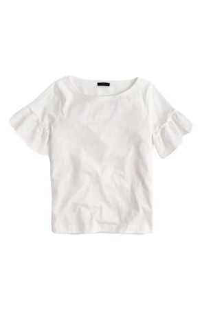 White Ruffle Sleeve Shirt