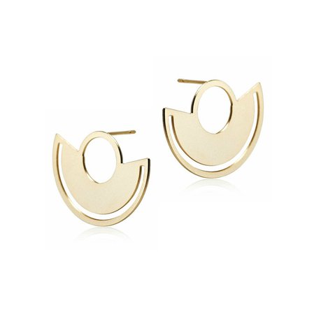 Art Deco Earrings 1 Pair Half Circle Stud Gold Stud | Etsy