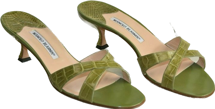 manolo blahnik callamu green crocodile sandals