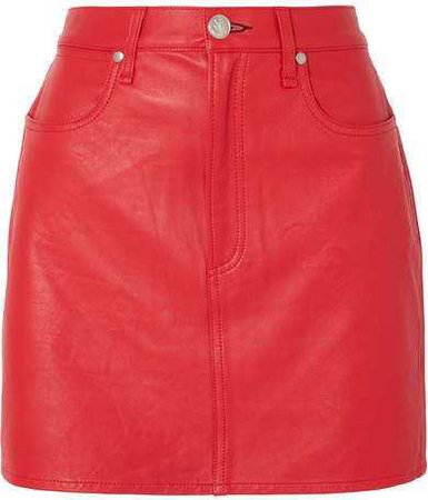 Rag & Bone Moss Leather Mini Skirt - Red
