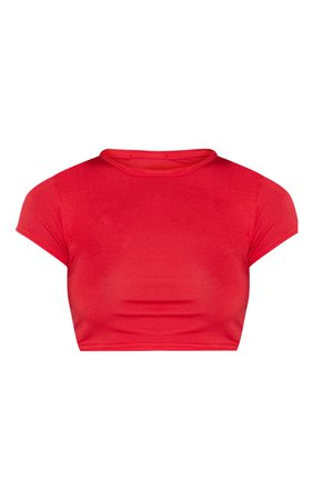PLT Basic Red Short Sleeve Crop T Shirt