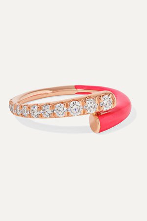 Rose gold Lola 18-karat rose gold, diamond and enamel ring | Melissa Kaye | NET-A-PORTER