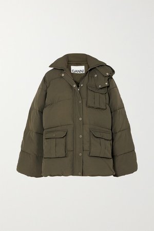 GANNI | Oversized hooded quilted shell jacket | NET-A-PORTER.COM