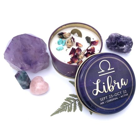 Libra Zodiac Tin Candle 3oz Hidden Crystals Herbs | Etsy