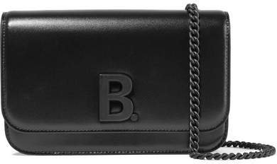 B Leather Shoulder Bag - Black
