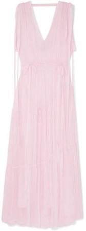 Mathews - Petra Ruched Tiered Silk-georgette Maxi Dress - Baby pink