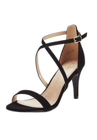 Black strapped med size heels