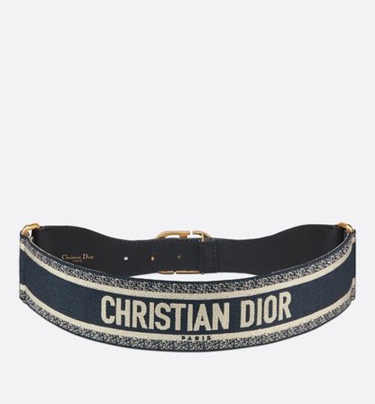 'CHRISTIAN DIOR' Belt Blue and Cream 'CHRISTIAN DIOR' Embroidered Canvas, 65 mm - Accessories - Women's Fashion | DIOR