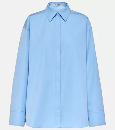 Cotton Poplin Shirt in Blue - Valentino | Mytheresa