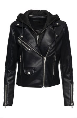 BLANKNYC Faux Leather Moto Jacket with Removable Hood | Nordstrom