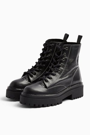 ALANA Black Leather Lace Up Boots | Topshop