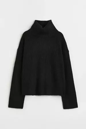 Oversized Turtleneck Sweater - Black - Ladies | H&M CA