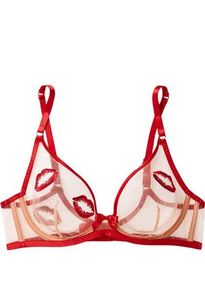 Agent Provocateur | Lotie satin-trimmed embroidered tulle underwired bra | NET-A-PORTER.COM