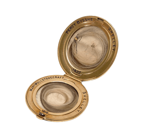 A locket with hair from Mary Shelley and her husband, Percy Bysshe Shelley
