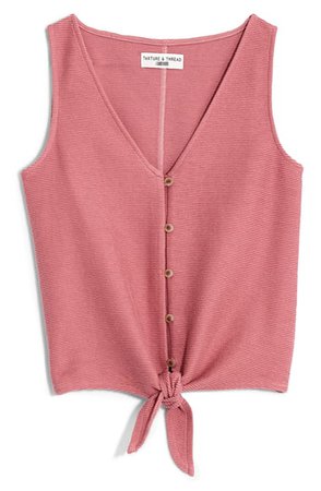 Madewell Texture & Thread Button Front Tie Tank (Regular & Plus Size) | Nordstrom