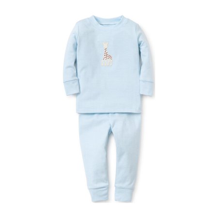 Sophie La Girafe Stripe Pajamas, Blue - Baby Boy Clothing Sleepwear - Maisonette