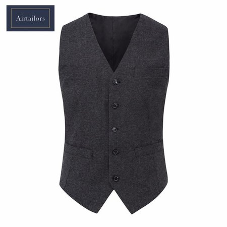 US $39.9 |2018 Vintage Dark Gray tweed Vests Wool Herringbone British style Mens suit tailor slim fit Blazer