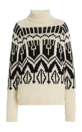 Jacquard-Knit Wool-Blend Turtleneck Sweater By Moncler | Moda Operandi